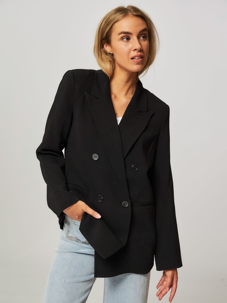 Women Co'Couture Blazers And Jackets | Andrea, Oversized Woven Blazer Black