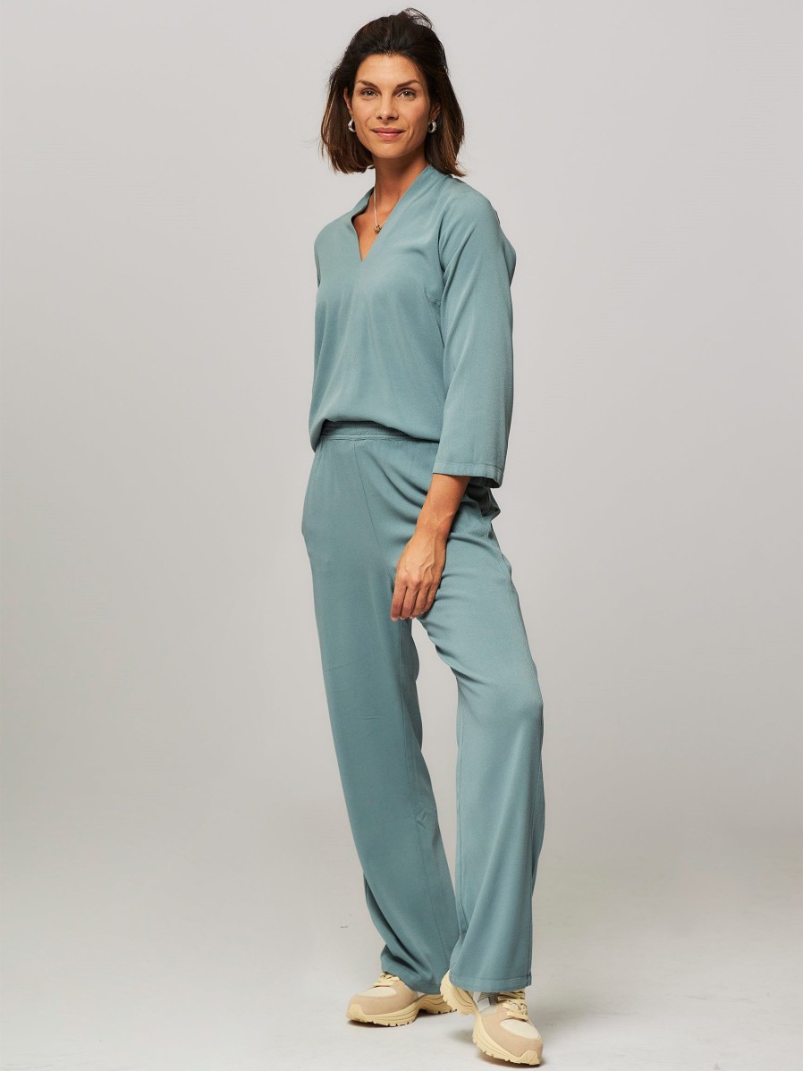 Women Alchemist Pants And Jumpsuits | Sammy, Viscose Mix Stretch Trousers Bluegreen