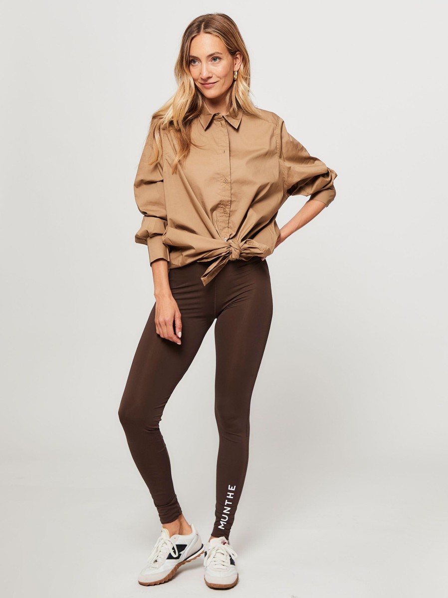 Women Munthe Home And Sportswear | Sandy, Jersey Logo Sport Legging Brown