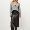 Women Chptr-s Skirts | Majestic, Cotton Mix Tweed Skirt With Coating Black