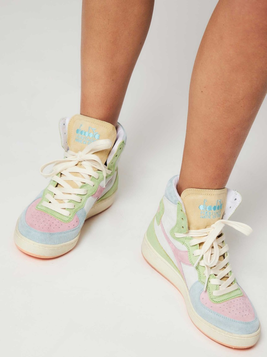 Women Diadora Sneakers | Mi Basket, Suede High Sneakers Light Blue