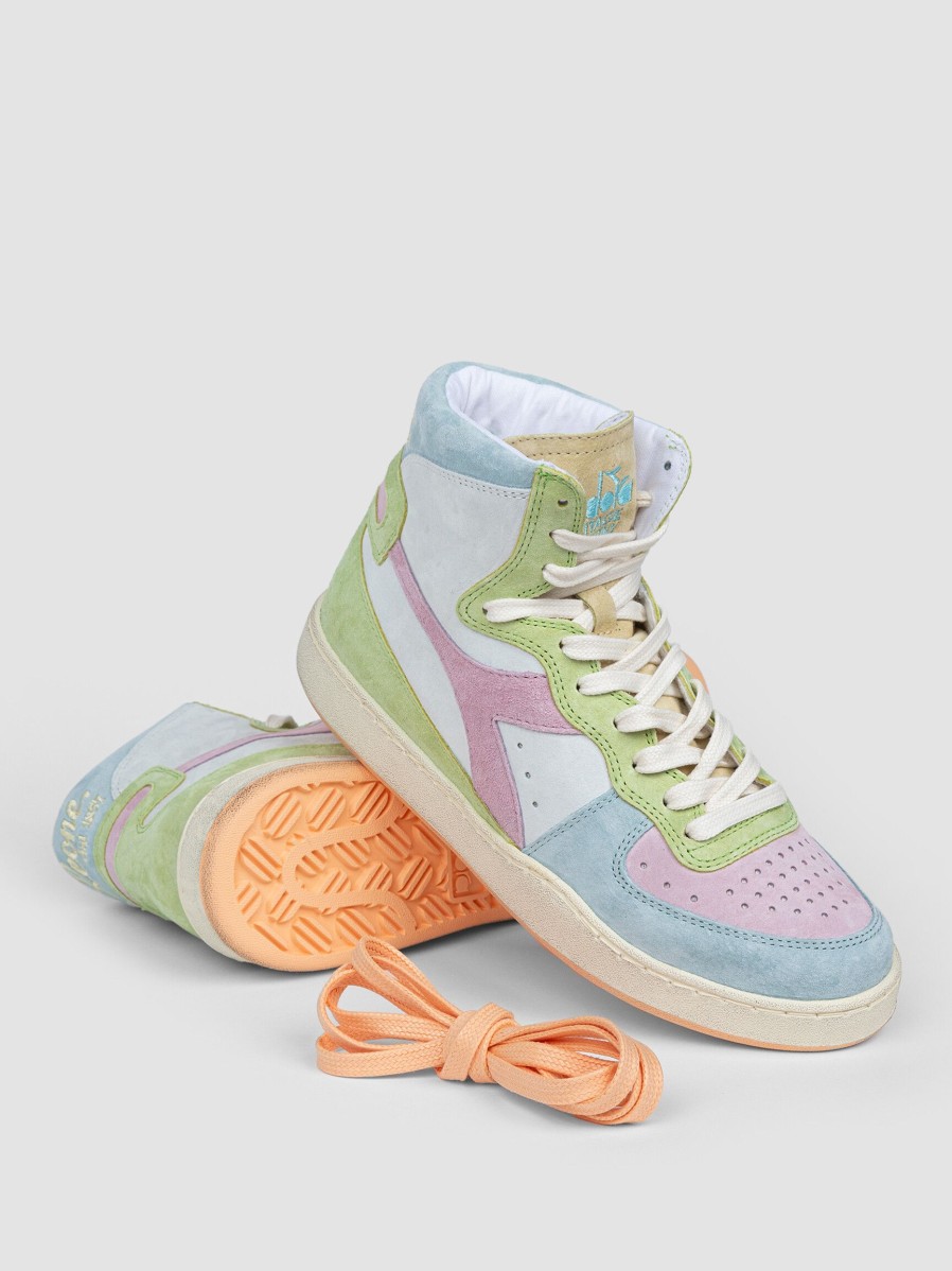 Women Diadora Sneakers | Mi Basket, Suede High Sneakers Light Blue