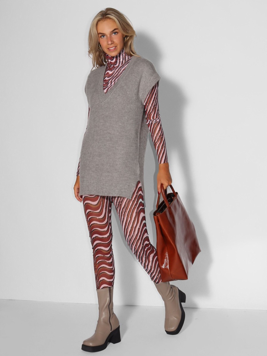 Women Baum und Pferdgarten Pants And Jumpsuits | Jazzlyn, Mesh Legging With Print Bordeauxred