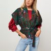 Women Nathalie Vleeschouwer Blazers And Jackets | Anzu, Viscose Mix Kimono With Lurex Pattern Dark Green