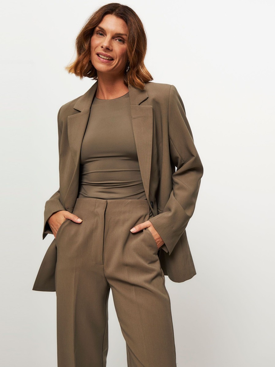 Women Second Female Blazers And Jackets | Evie, Viscose Mix Blazer Olive Green