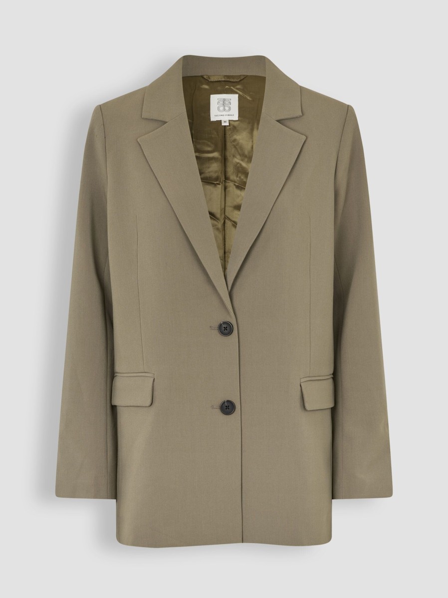 Women Second Female Blazers And Jackets | Evie, Viscose Mix Blazer Olive Green