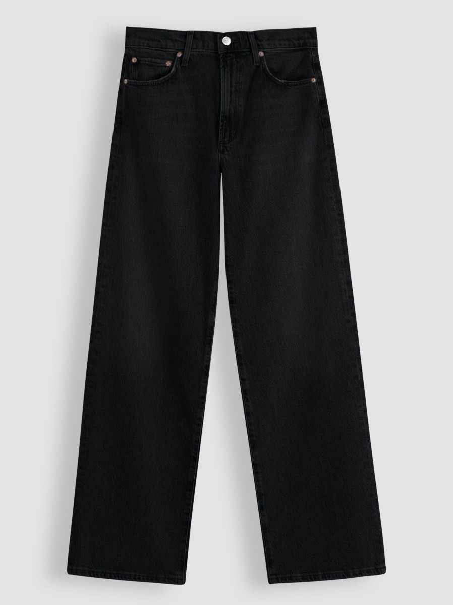 Women Agolde Jeans | Harper, Mid Waist Straight Fit Stretch Jeans Anthracite