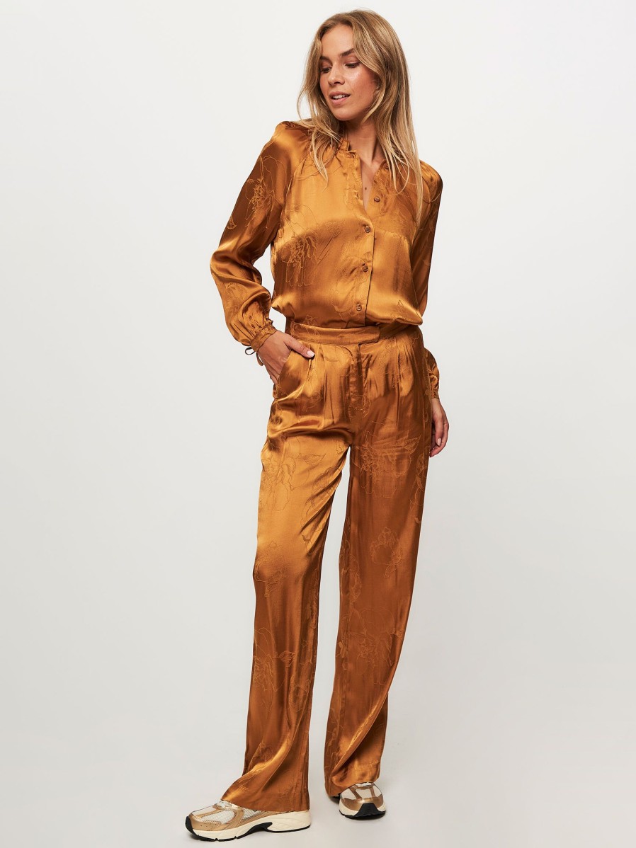 Women Another-Label Pants And Jumpsuits | Nyla, Viscose/Rayon Mix Trousers With Pattern Bronze