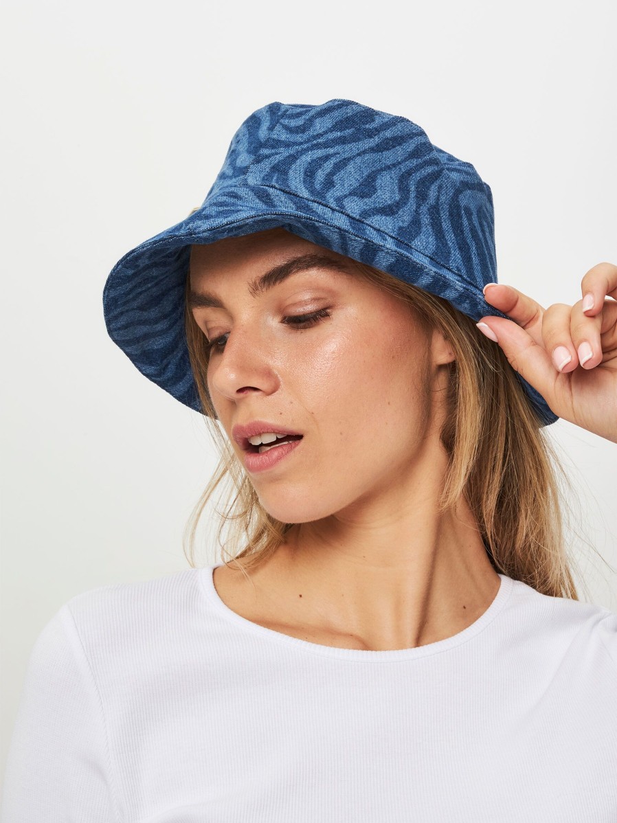 Women Wouf Hats And Beanies | Sierra, Organic Cotton Denim Bucket Hat Dark Blue