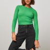 Women Samsoe Samsoe Tops And Blouses | Alexa, Organic Cotton Rib Longsleeve Green