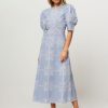 Women Magali Pascal Dresses And Tunics | Nanette, Linen Mix Maxi Dress With Embroidery Blue