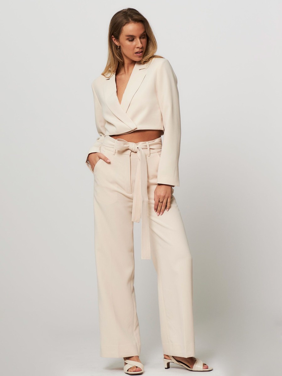 Women Second Female Pants And Jumpsuits | Levien, Viscose Mix Trousers Ecru