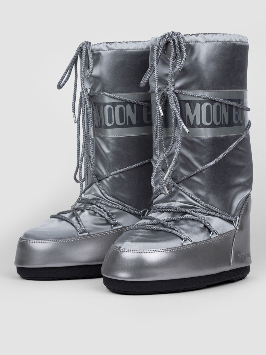 Women Moon Boot Boots | High Padded Nylon Snowboots Silver Colour