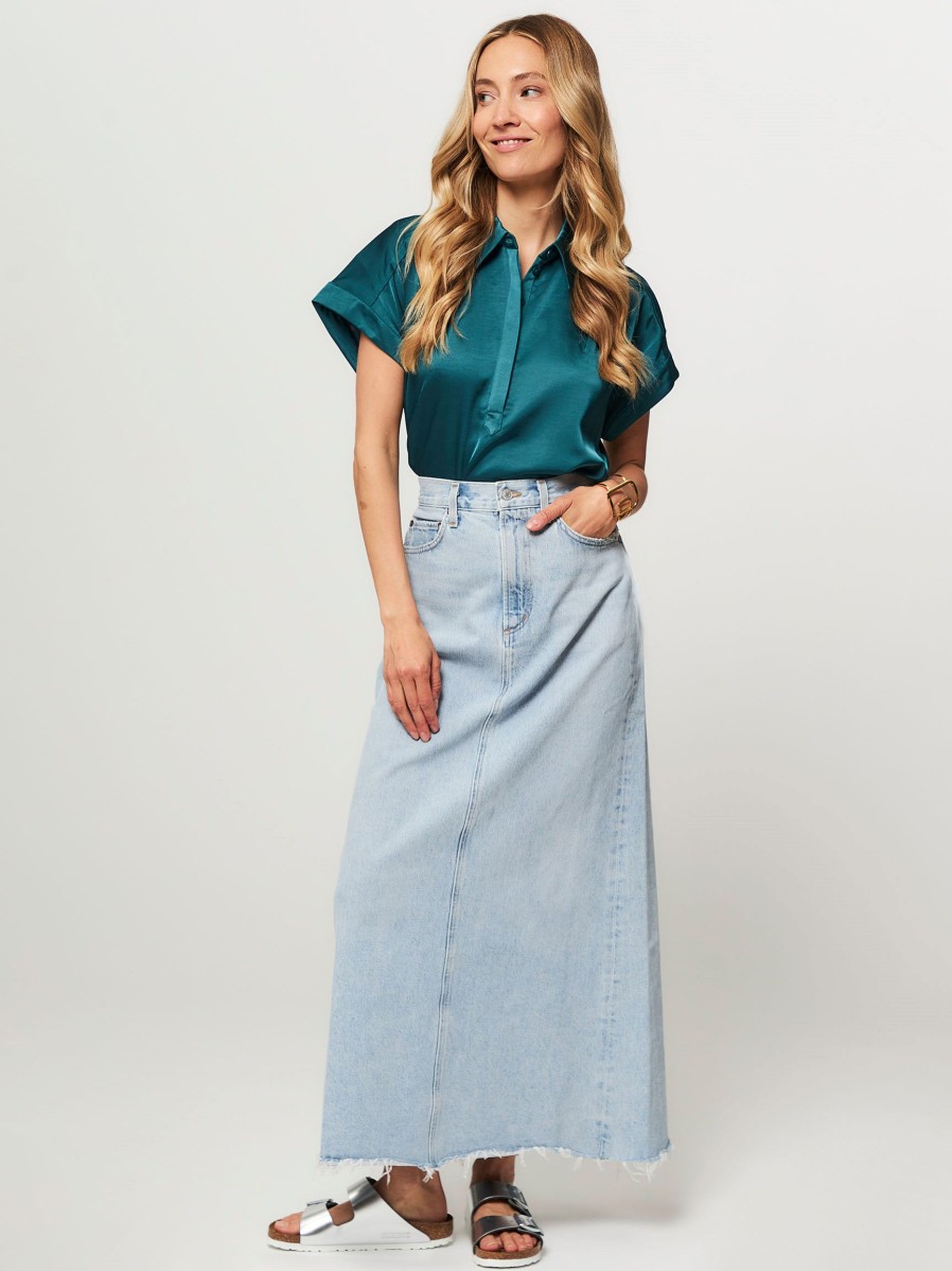 Women Agolde Skirts | Hilla, Denim Maxi Skirt Blue