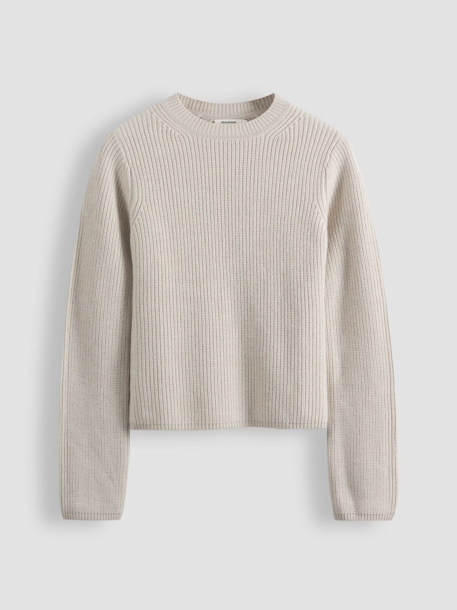 Women Graumann Sweaters And Cardigans | Holly, Merino Wool Melange Jumper Sand