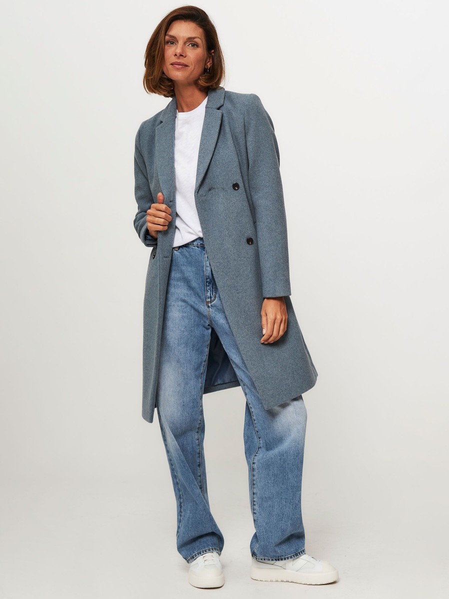 Women Modstrom Outerwear | Odelia, Wool Mix Coat Bluegrey