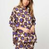 Women Zenggi Tops And Blouses | Beth, Cotton Blouse With Print Purple