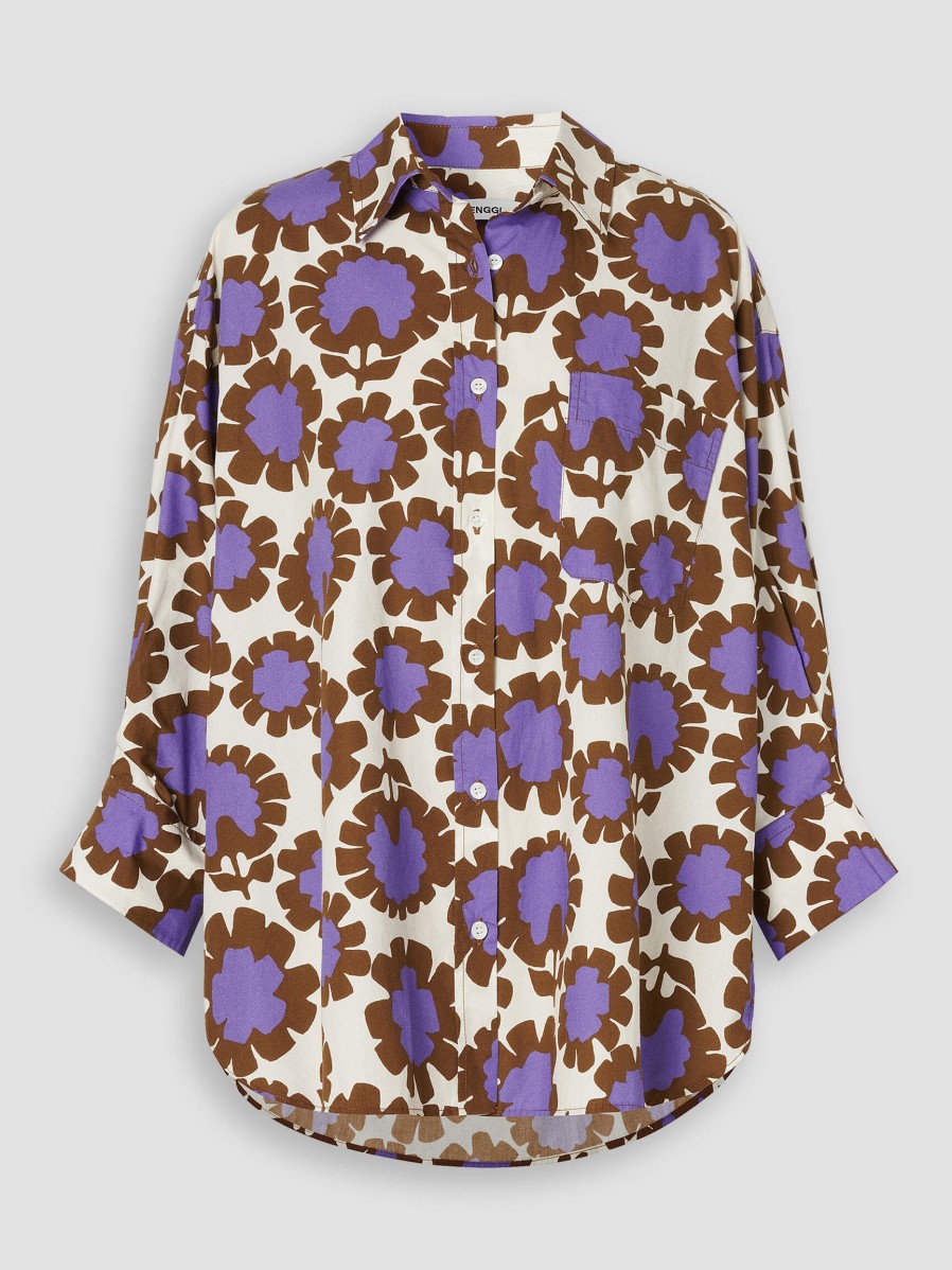 Women Zenggi Tops And Blouses | Beth, Cotton Blouse With Print Purple