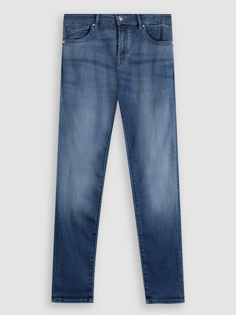 Women Denham Jeans | Monroe, Mid Waist Girlfriend Tapered Fit Jeans Blue