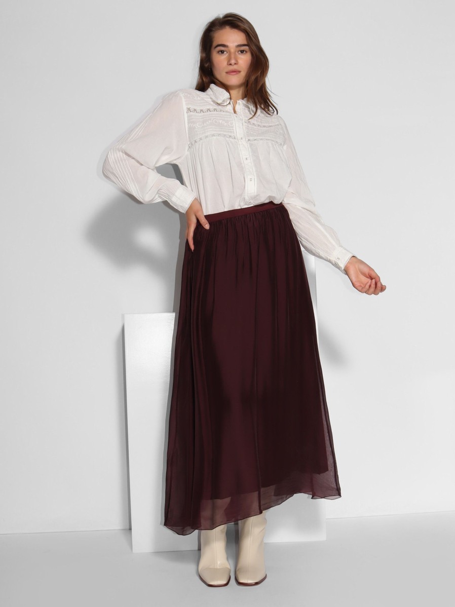 Women La Fee Maraboutee Skirts | Edvina, Viscose/Silk Mix Skirt Bordeauxred