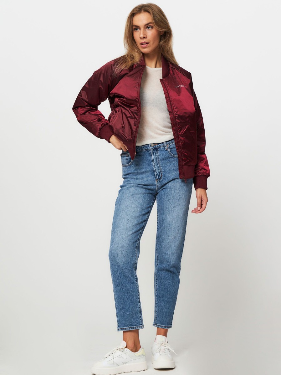 Women Tommy Hilfiger Outerwear | Padded Bomber Jacket Bordeauxred