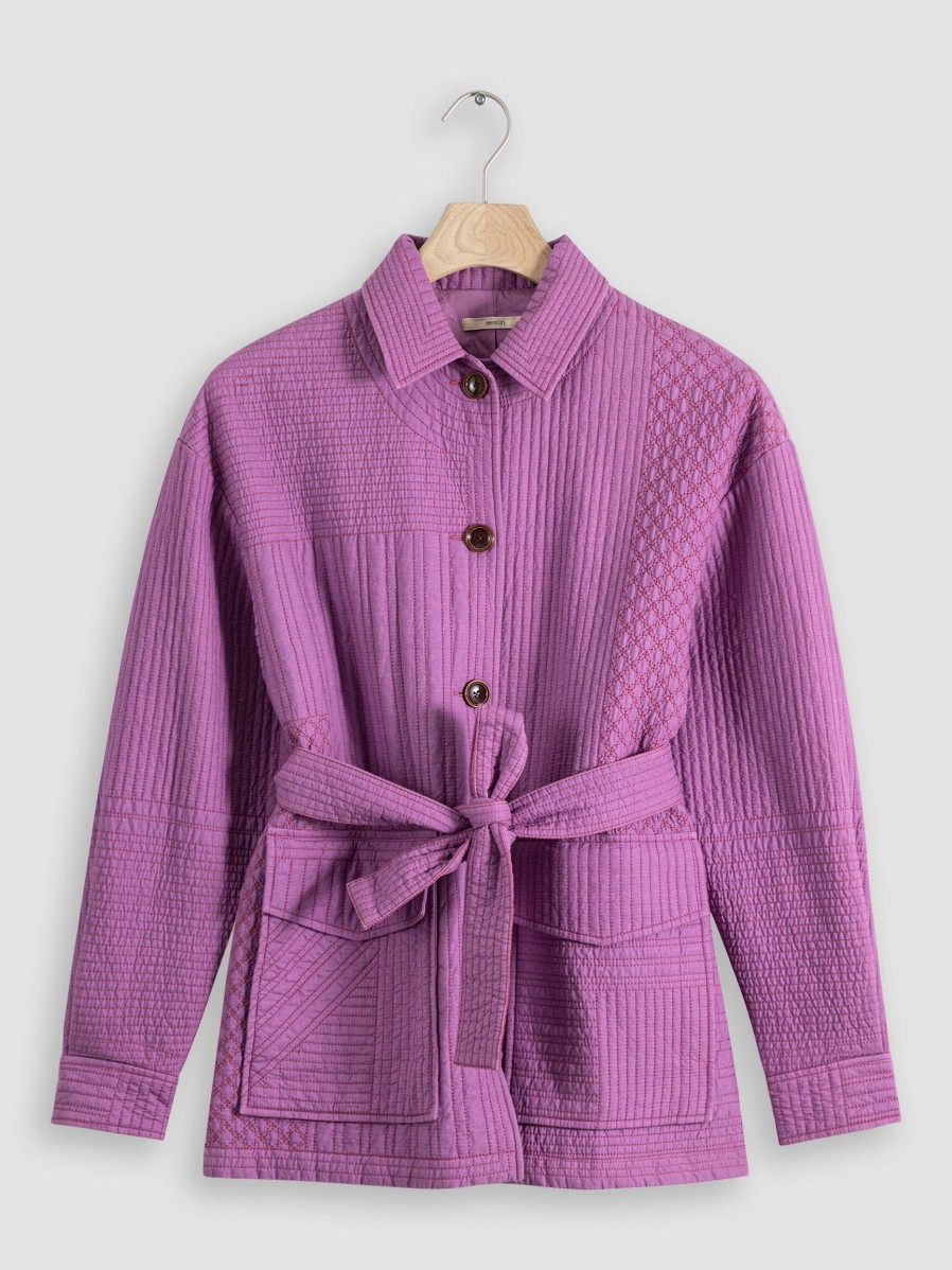 Women Sessun Blazers And Jackets | Mireo, Cotton Jacket With Quilted Pattern Purple