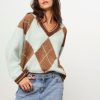 Women Bellerose Sweaters And Cardigans | Dylh, Angora Mix Jumper With Pattern Aqua Blue