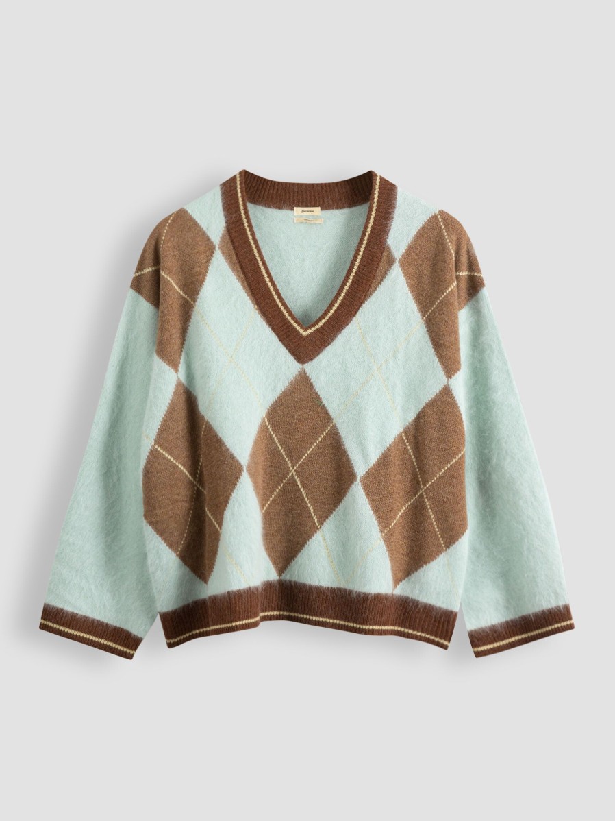 Women Bellerose Sweaters And Cardigans | Dylh, Angora Mix Jumper With Pattern Aqua Blue