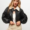 Women Drykorn Outerwear | Foxley, Leather Bomber Jacket Black