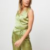 Women Graumann Tops And Blouses | Maja, Viscose Mix Shiny Wrap Over Top Green