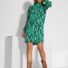 Women Mads Norgaard Dresses And Tunics | Megan, Viscose Mix Dress With Zebra Print Green