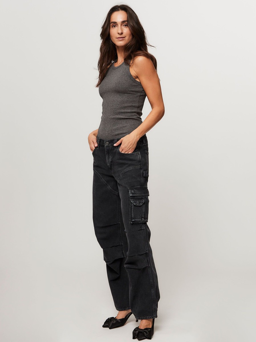 Women Agolde Jeans | Nera, Low Waist Cargo Jeans Black