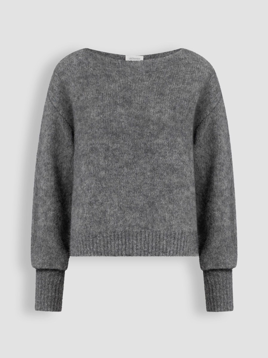 Women Alchemist Sweaters And Cardigans | Leto, Wool Mix Melange Jumper Grey