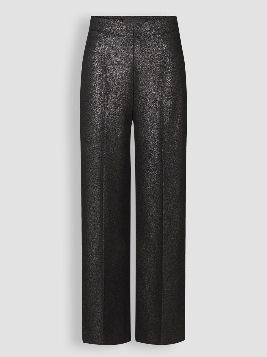 Women Drykorn Pants And Jumpsuits | Before, Viscose Mix Palazzo With Metallic Print Black