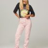 Women Ganni Jeans | High Waist Straight Fit Jeans Pink