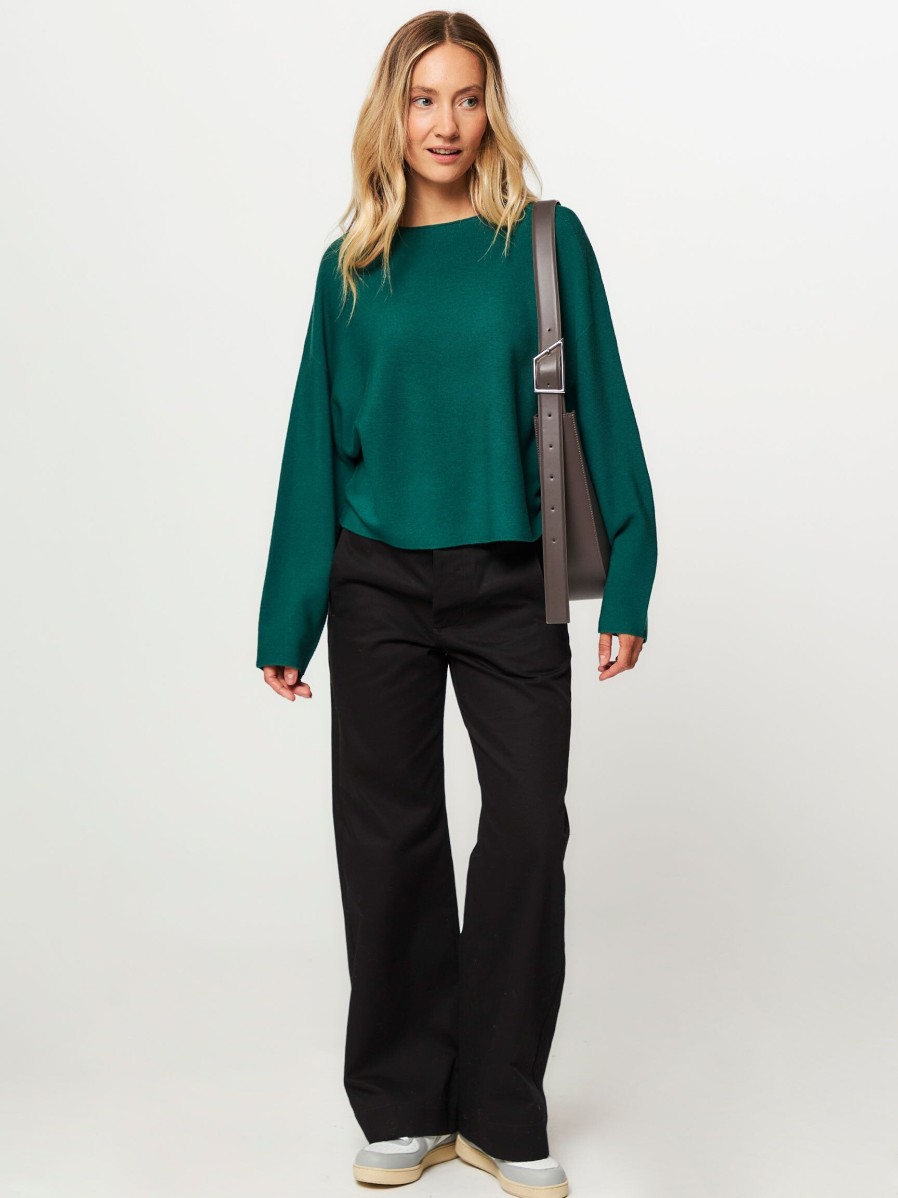 Women Drykorn Sweaters And Cardigans | Meami, Wool Jumper Dark Green