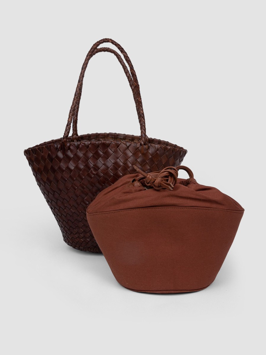 Women Allan K Bags | Percy, Leather Hand Braided Shopper Brown