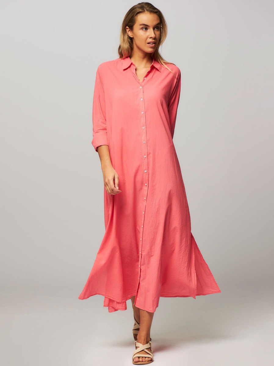 Women Xirena Dresses And Tunics | Boden, Cotton Button Down Dress Coral