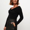 Women Gestuz Sweaters And Cardigans | Alpha, Wool Mix 2 In 1 Off Shoulder Jumper Black