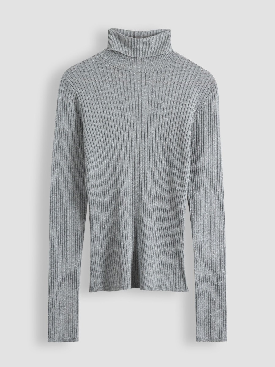 Women Bellerose Sweaters And Cardigans | Anoy, Viscose Mix Turtle Neck With Lurex Silver Colour