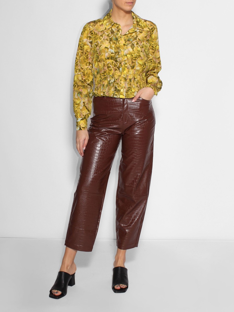 Women Baum und Pferdgarten Tops And Blouses | Maeko, Viscose Mix Blouse With Print Yellow Ocher