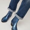 Women Silver Grace Boots | Hudson, Leather Metallic Western Boots Blue