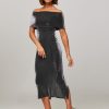 Women Rotate Birger Christensen Dresses And Tunics | Babette, Fine Knitted Off-Shoulder Dress Black