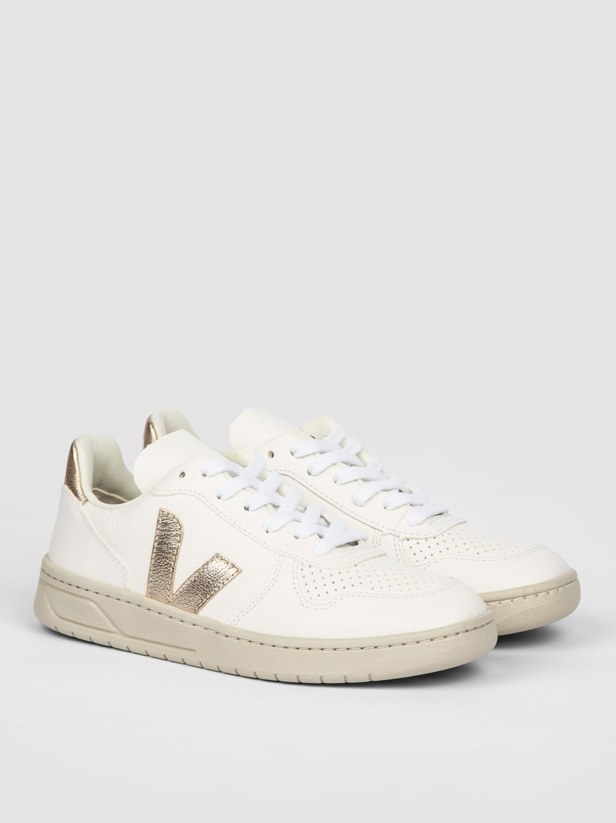 Women Veja Sneakers | V-10, Ecological Leather Sneakers Champagne