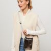 Women Bellerose Bags | Shone, Leather Metallic Crossbody Bag Dark Grey