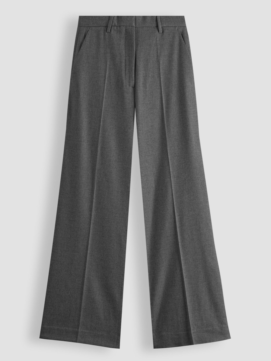 Women Zenggi Pants And Jumpsuits | Viscose Mix Melange Wide Leg Trousers Grey