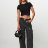 Women Rotate Birger Christensen Pants And Jumpsuits | Cotton Wide Leg Trousers With Sequins Black