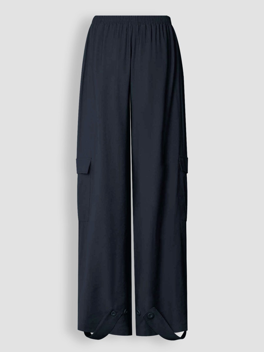 Women Lollys Laundry Pants And Jumpsuits | Baja, Rayon Mix Cargo Trousers Dark Blue