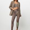 Women Ganni Home And Sportswear | Jersey Logo Sport Legging With Print Camel