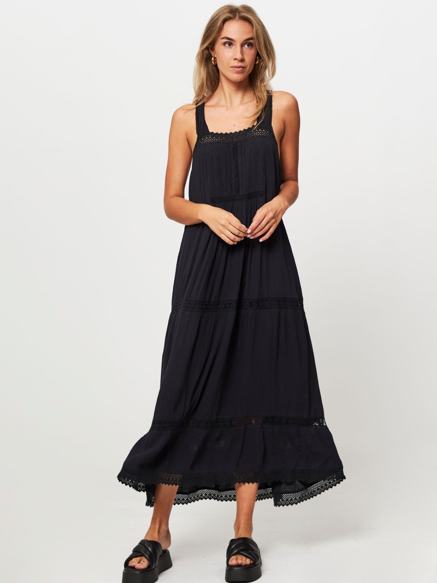 Women Lollys Laundry Dresses And Tunics | Quincy, Viscose Maxi Dress With Embroidery Black